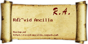 Rövid Ancilla névjegykártya